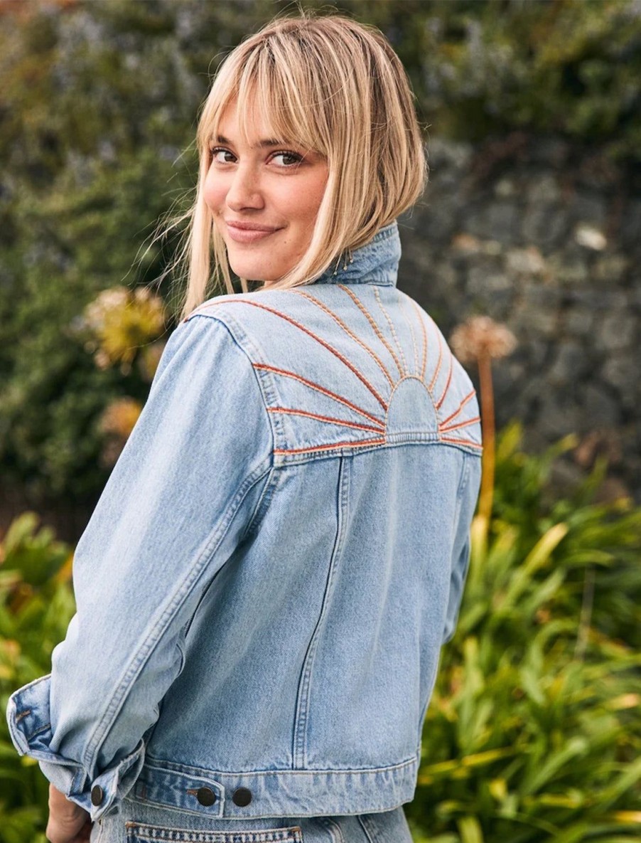 Hot Embroidered Denim Jacket In Light Denim Jackets