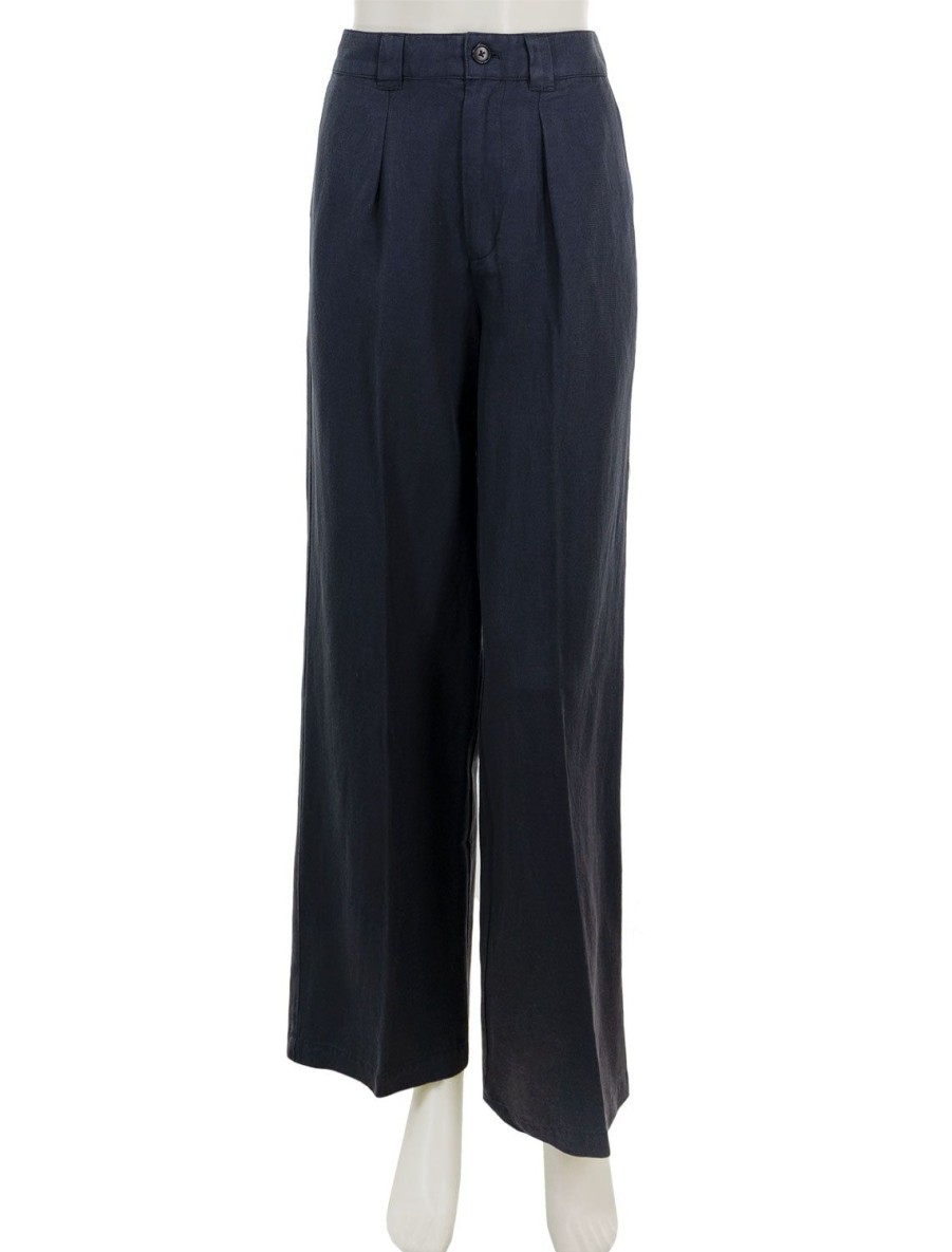 Hot Madeline Twill Pleated Trouser In Washed Black Blazers