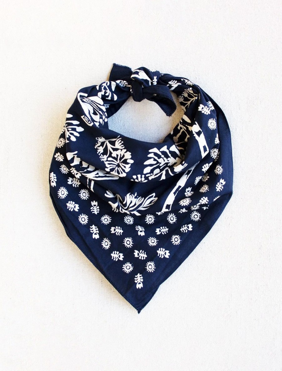 Hot Floral Bandana - Navy Scarves