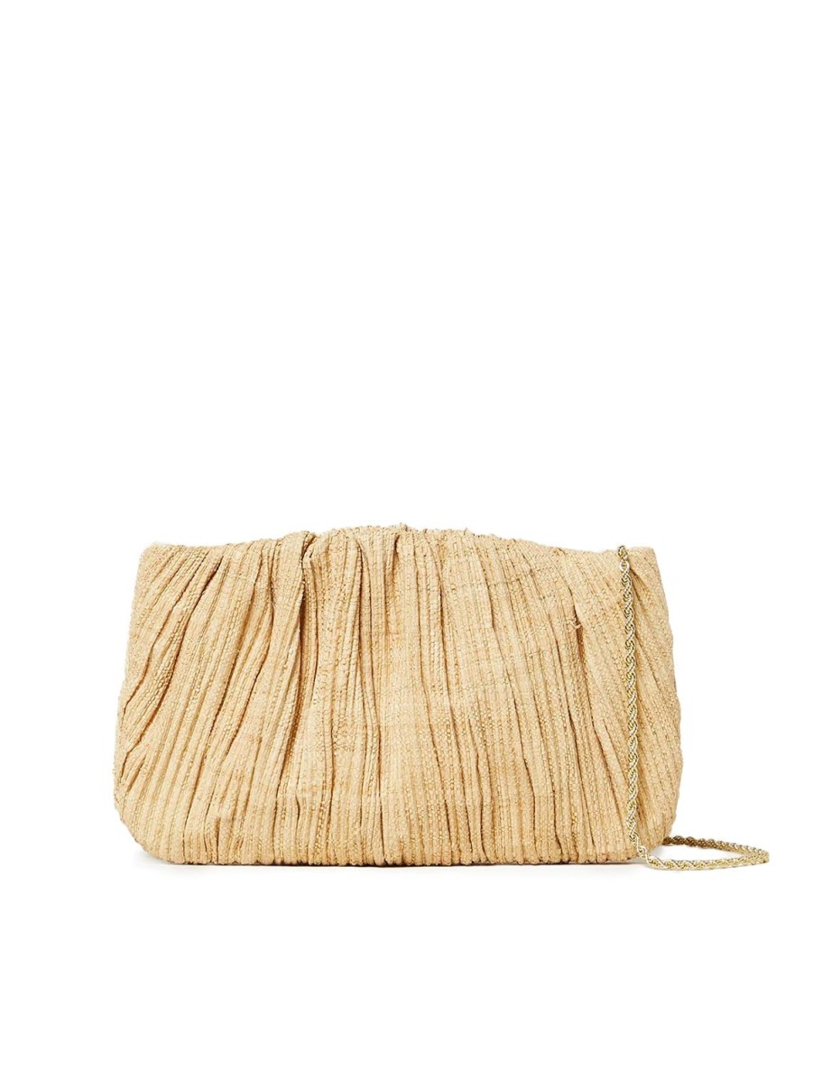 Wholesale Brit Flat Pleated Pouch In Natural Event/Night-Out Bags