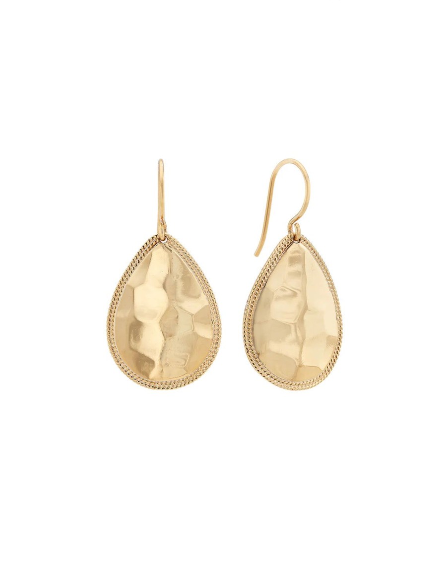 Wholesale Medium Hammered Teardrop Earrings In Gold Drops