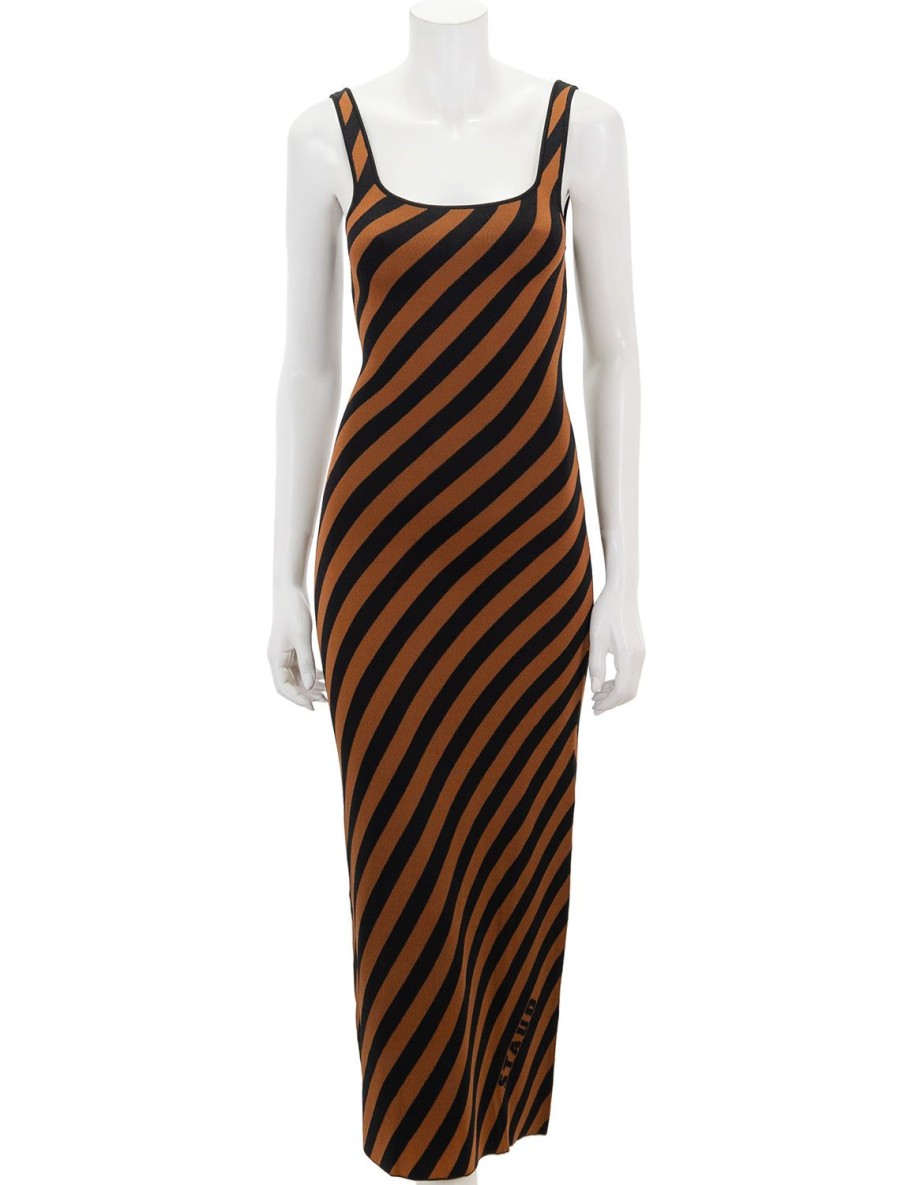 New Katie Dress In Black And Tan Seashore Stripe Casual + Knit Dresses