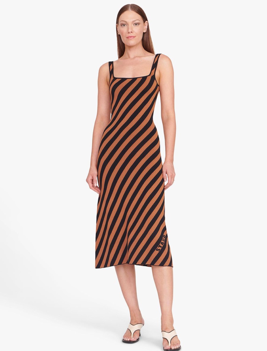 New Katie Dress In Black And Tan Seashore Stripe Casual + Knit Dresses