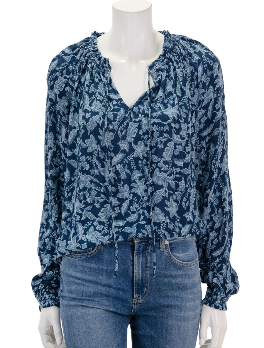 Wholesale Emery Blouse In Blue Esna Floral Blouses