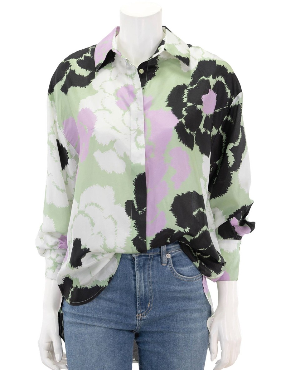 New Firror Silk Shirt In Pistachio Nut Blouses