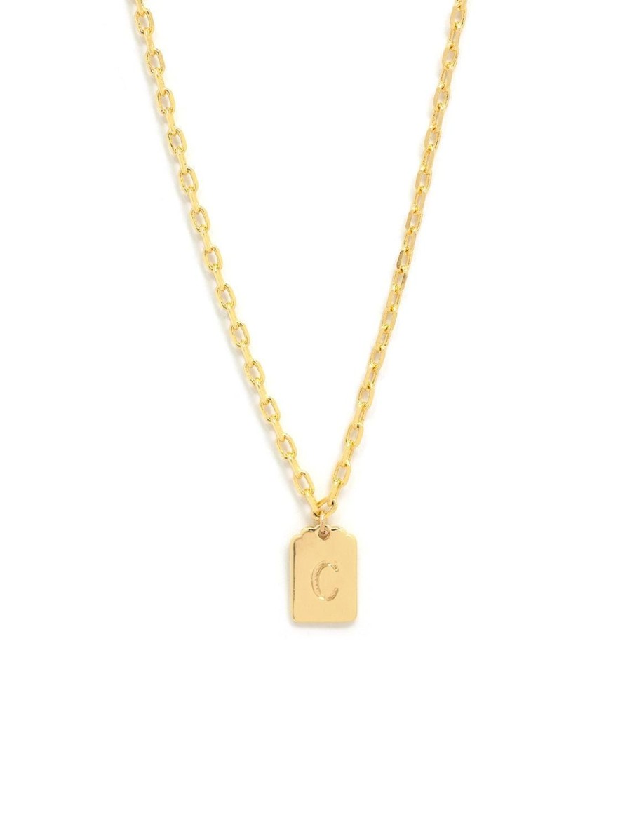 Best Initial Tag Pendant Necklace In Gold | C Delicate