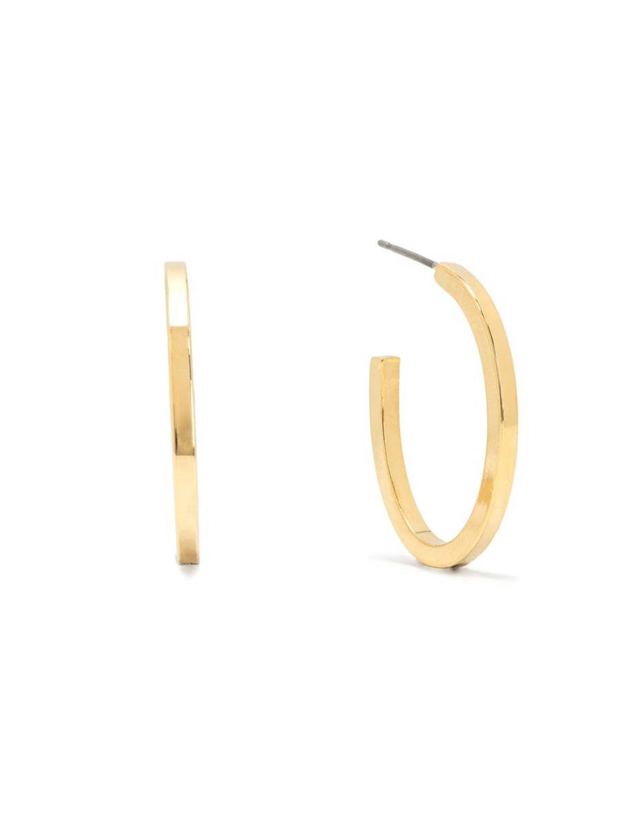 Hot Sienna Flat Hoops In Gold Hoops