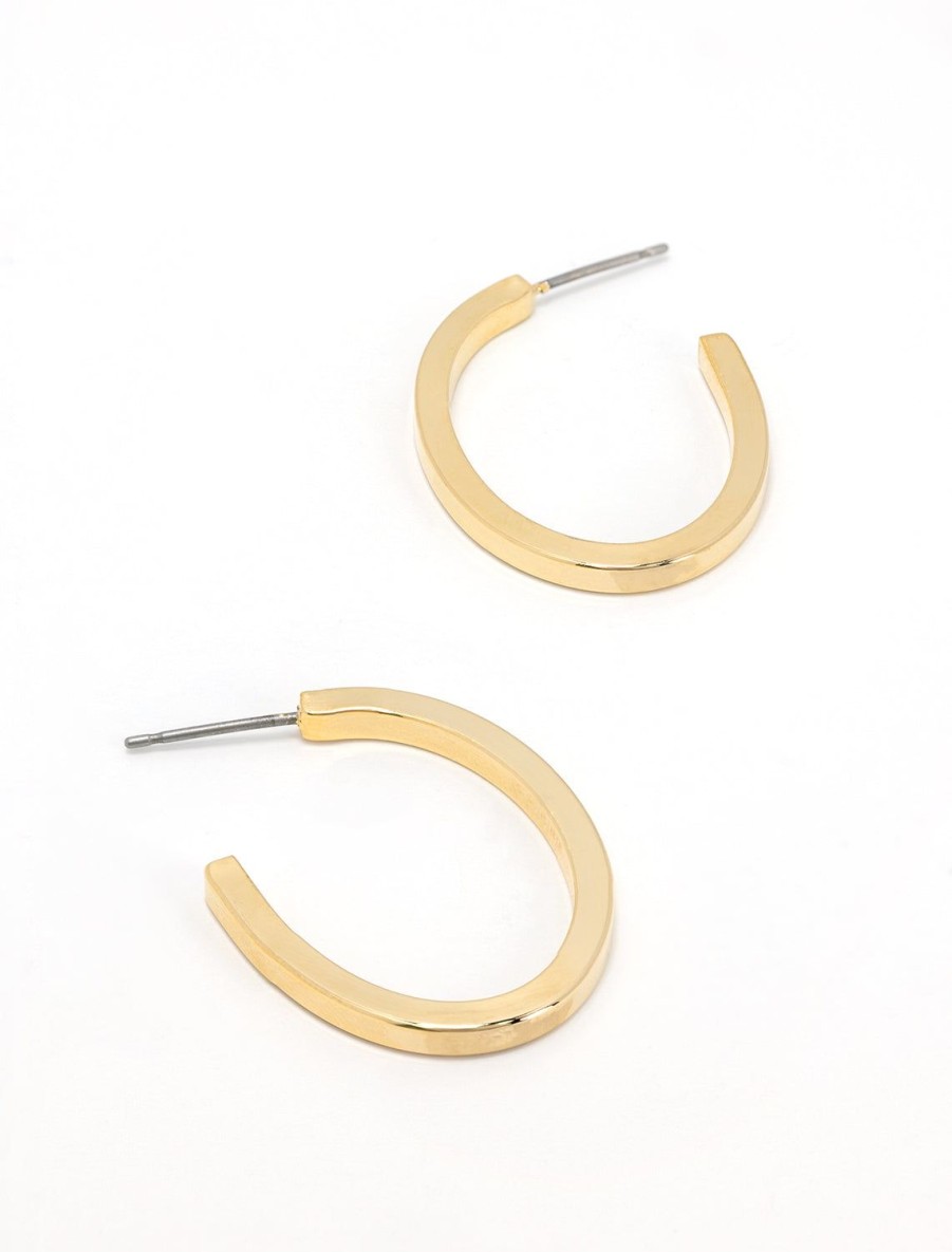 Hot Sienna Flat Hoops In Gold Hoops