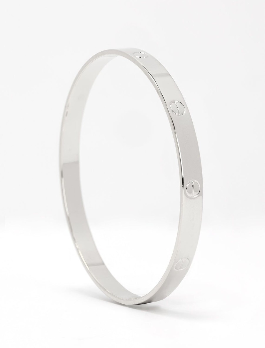 Wholesale Silver Bangle With Screw Accents Delicate