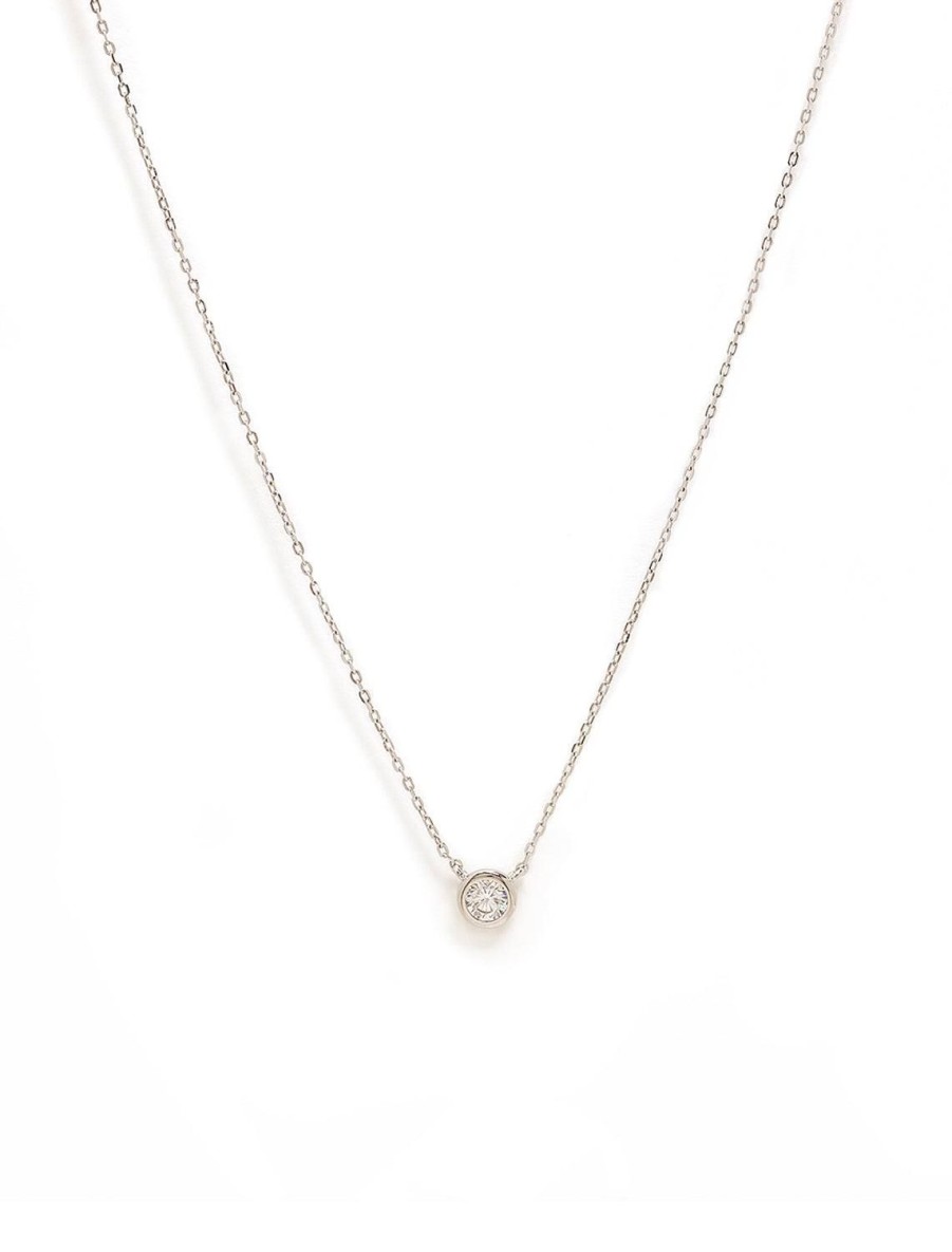 Clearance Solitaire Necklace In White Gold Delicate