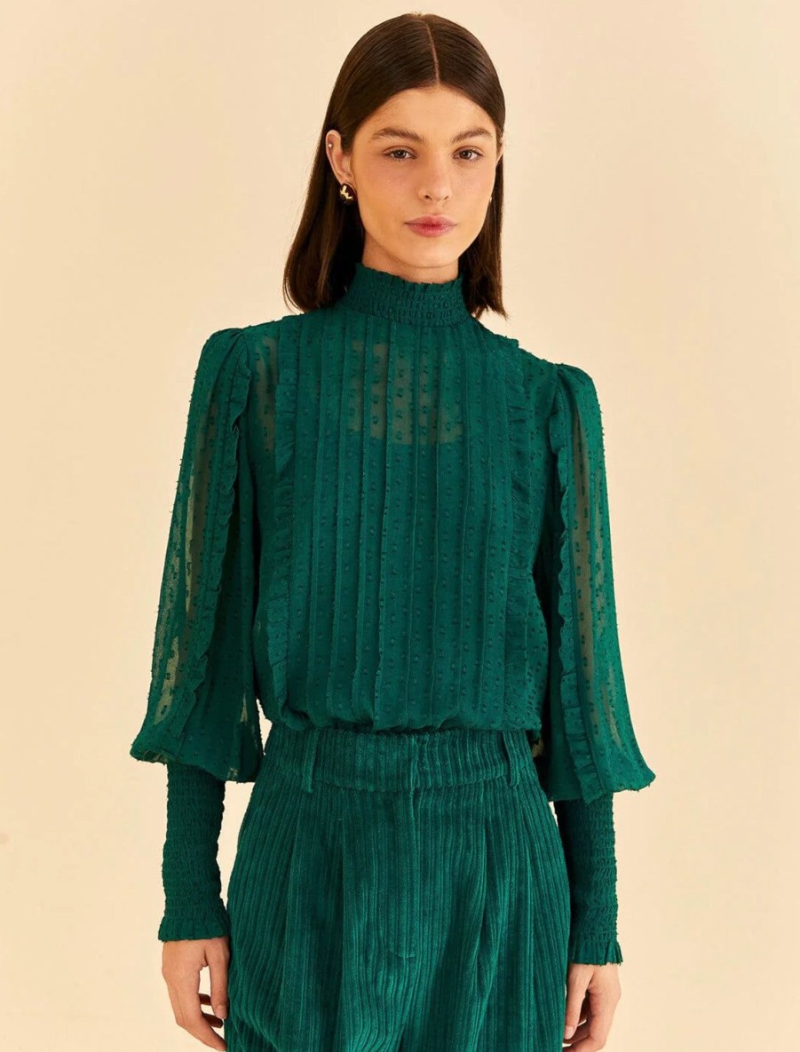 Clearance Emerald Ruffled Blouse Blouses