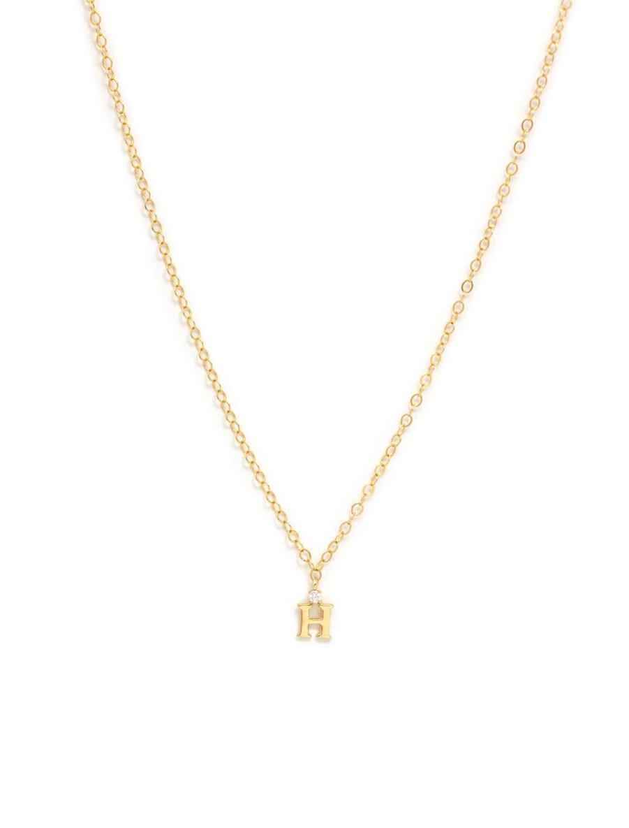 Hot Initial And Cz Necklace In Gold | H Delicate