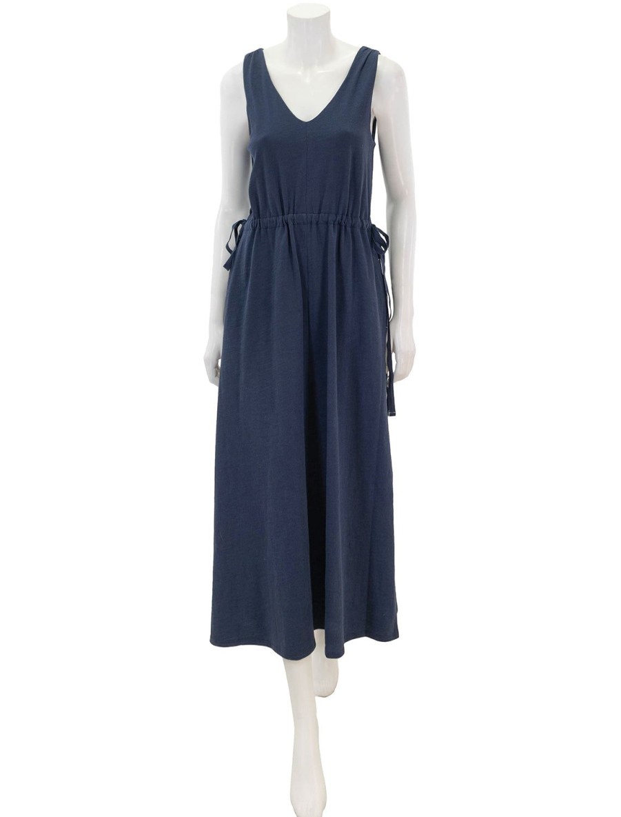 Clearance Drawcord Waist Maxi Dress In Navy Casual + Knit Dresses