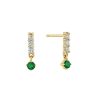 Online 14K Diamond Bar Earrings With Emerald Drops Drops