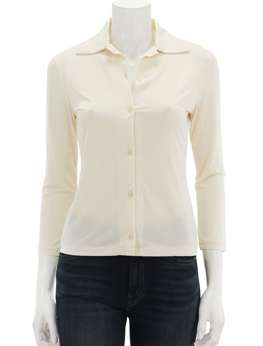 Best 3/4 Sleeve Button Up In Sun Stone Blouses