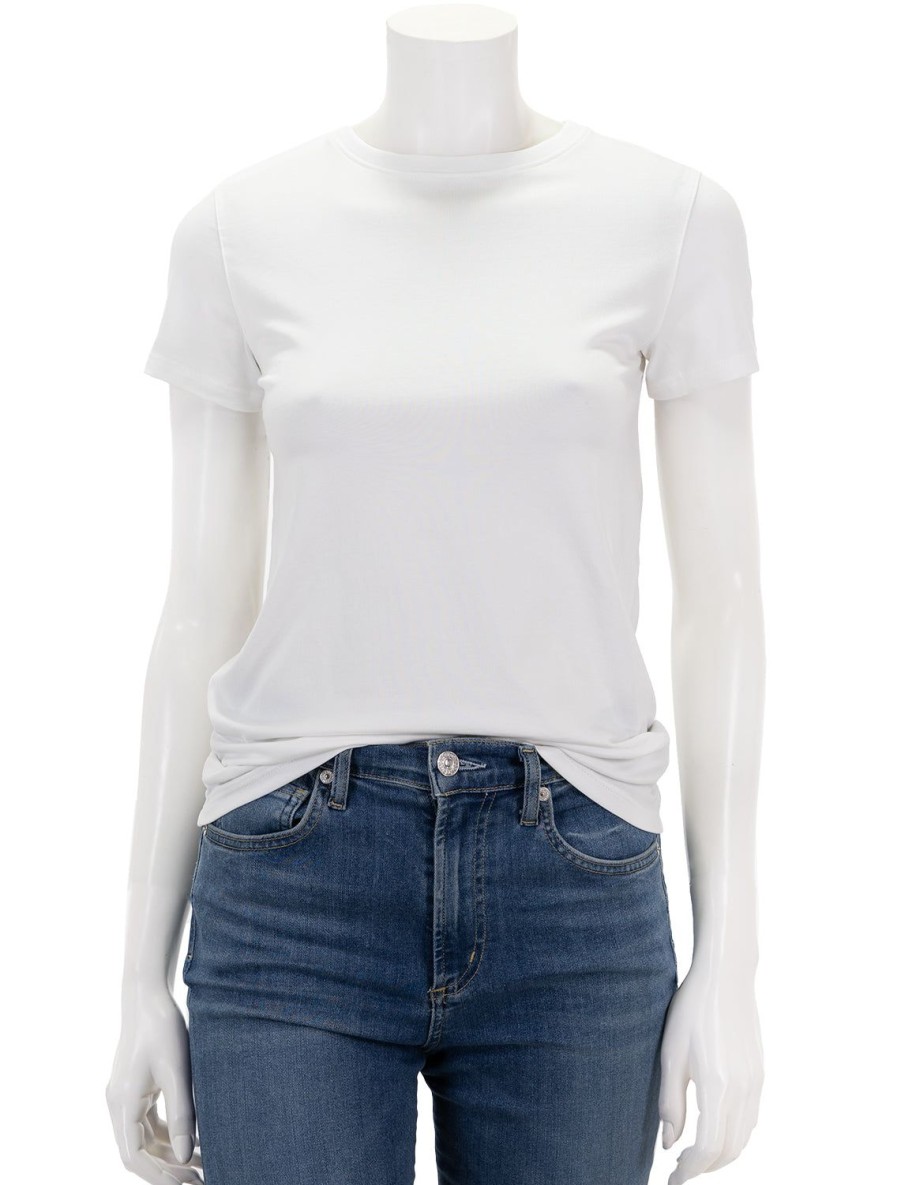 Wholesale Short Sleeve Iconic Fitted Crew In White Lounge Tops + Sweatshirts