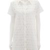 New Eyelet Short Sleeve Shirt Dress In White Occasion Dresses