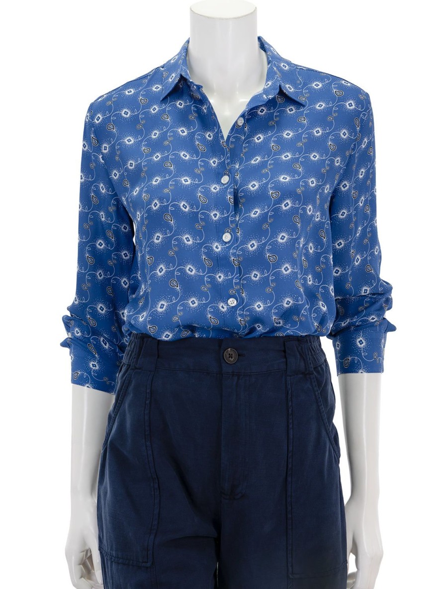 Online The Silk Ponza In Denim Paisley Blouses