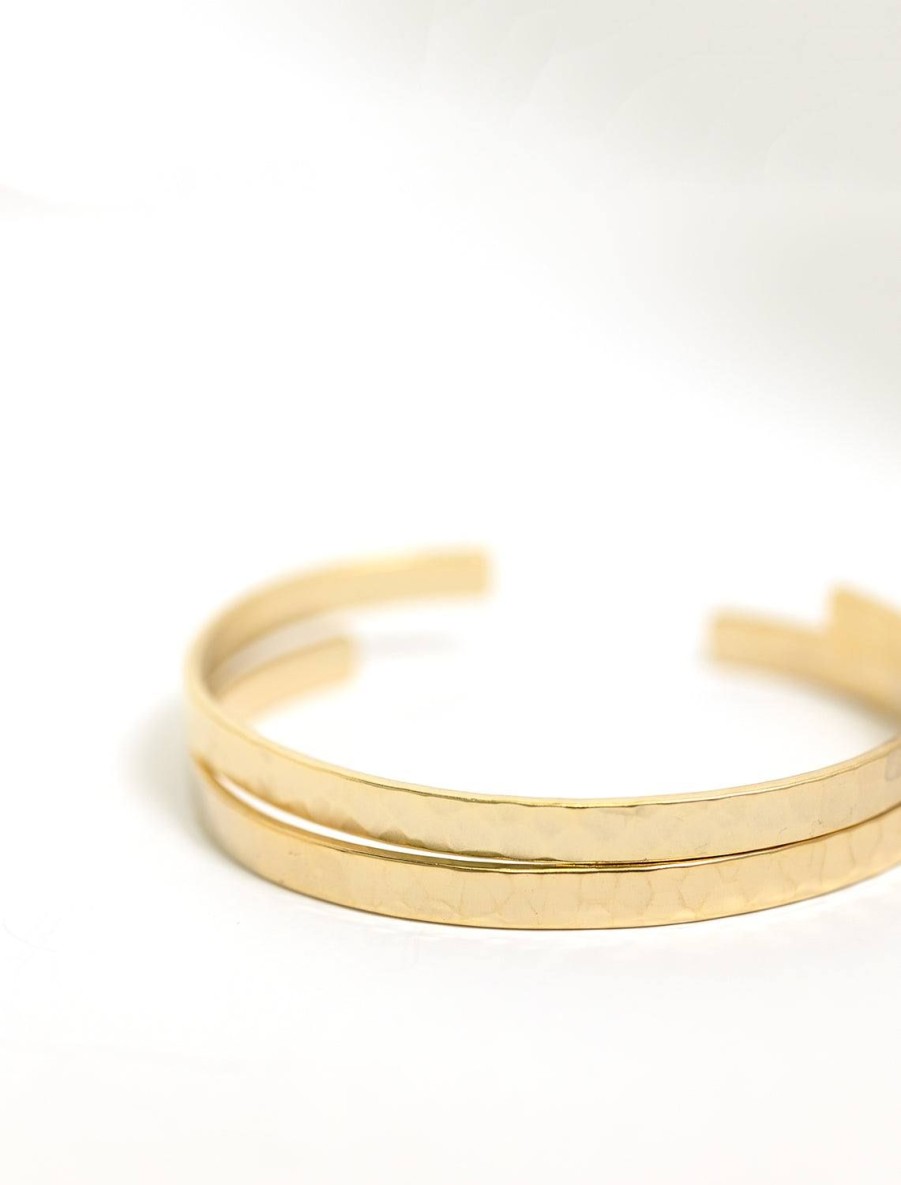 New Hammered Cuff Set Gold And Matte Gold Cuffs