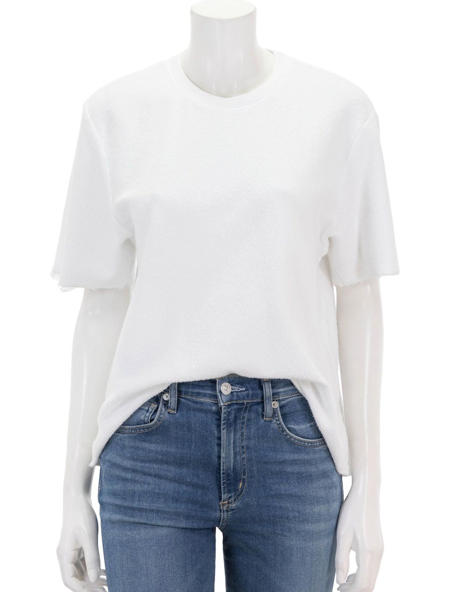 Clearance Demi French Terry T-Shirt In White Lounge Tops + Sweatshirts