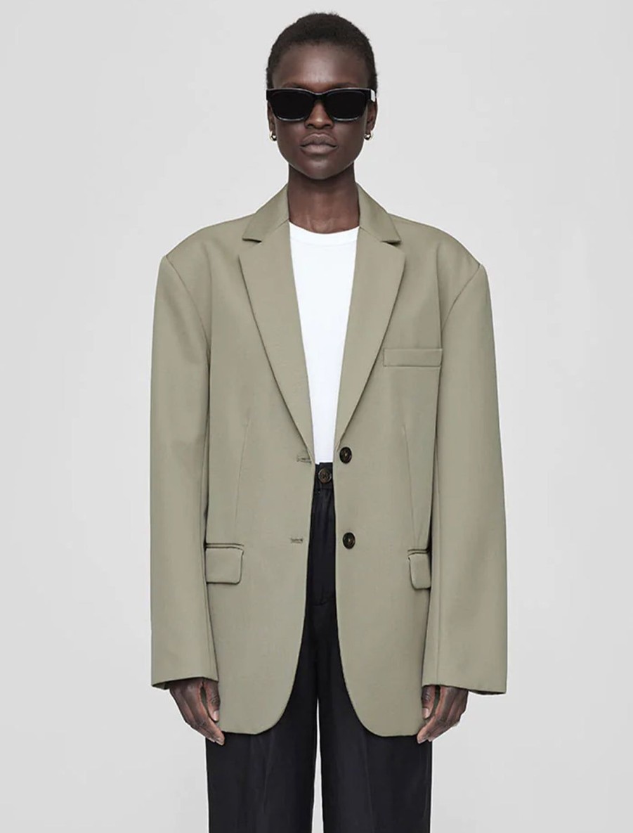 New Quinn Blazer In Green Khaki Blazers