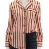 Online Striped Satin Shirt With Piping Blouses