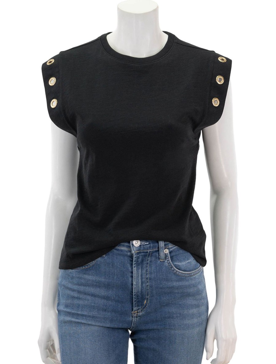 Hot Oran Muscle Tee With Grommets In Black Tanks