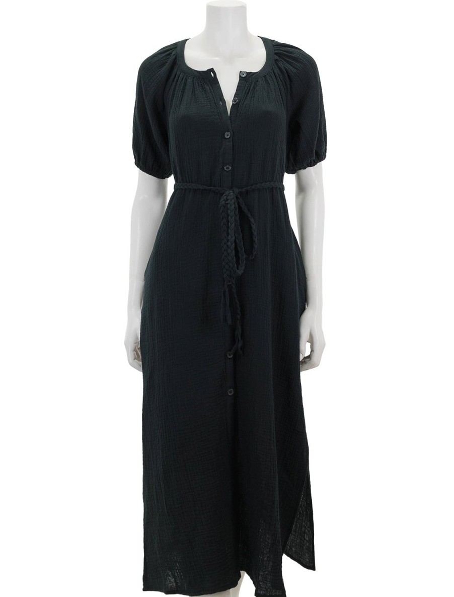 Clearance Double Cloth Shirt Dress In Black Lounge Dresses