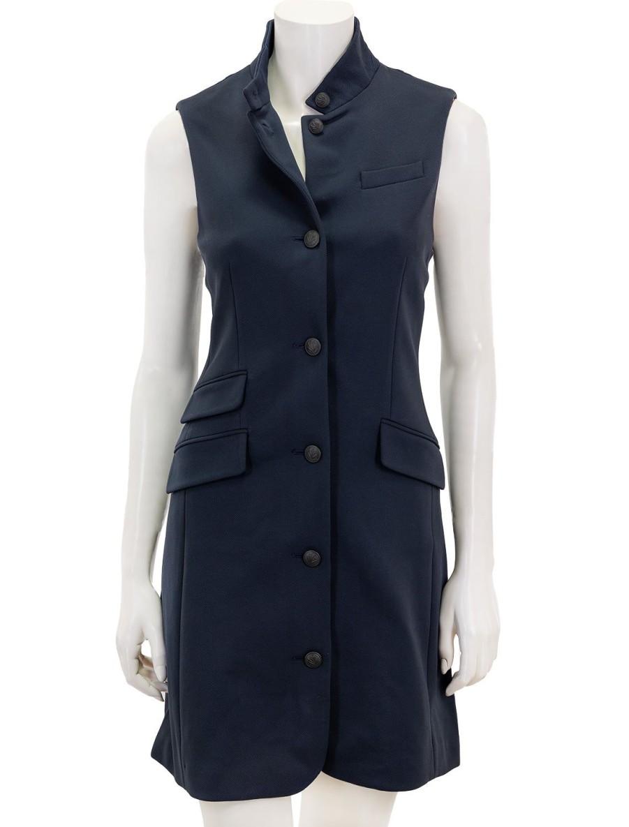 Hot Slade Knit Twill Vest Dress In Navy Day To Night Dresses