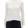 Clearance Kiana Crew With Button Cuff Detail In Off White Tees