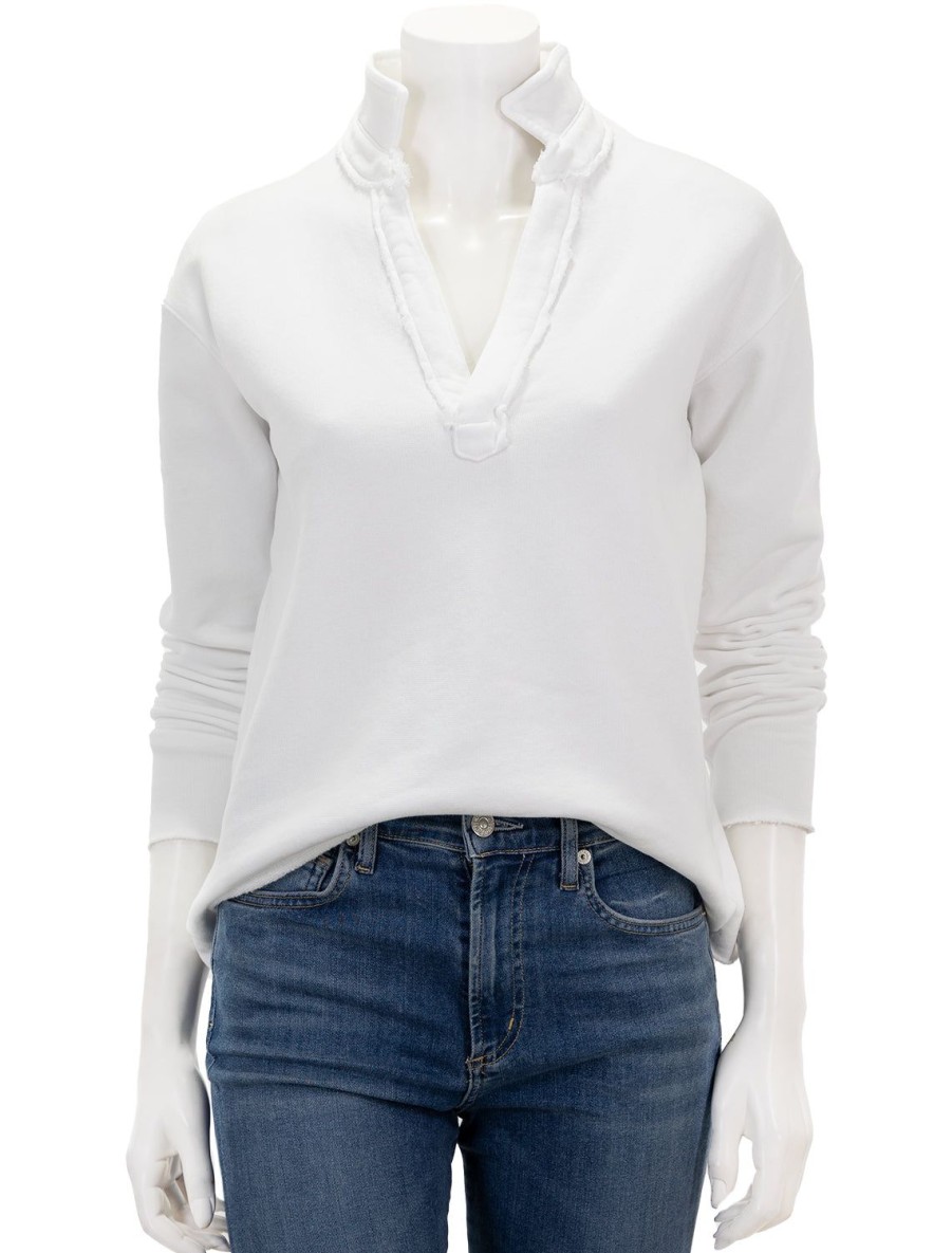 Best Patrick Popover Henley In White Lounge Tops + Sweatshirts