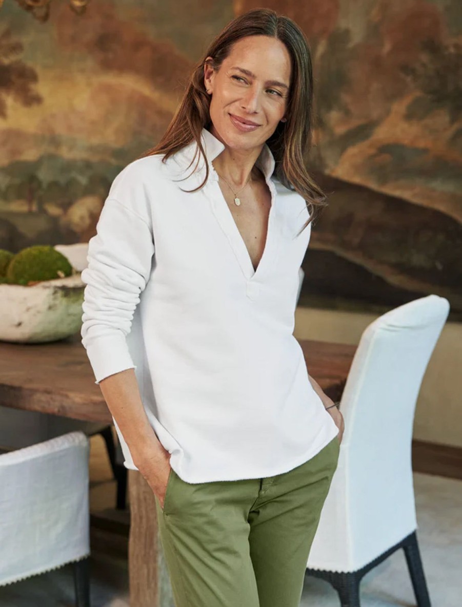 Best Patrick Popover Henley In White Lounge Tops + Sweatshirts