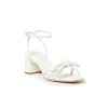 Clearance Leather Bow Mid Heel Sandal In White Sandals