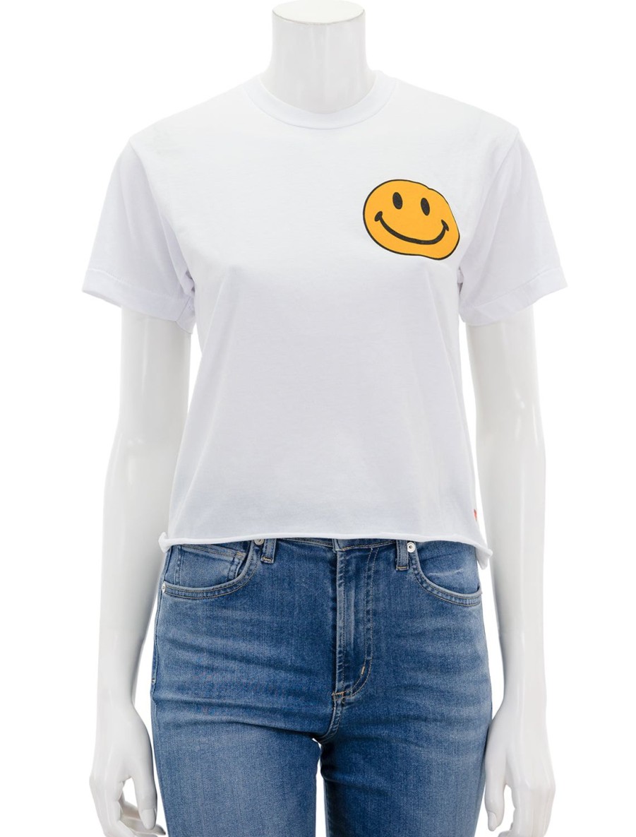 Best Smiley 2 Boyfriend Tee In White Lounge Tops + Sweatshirts