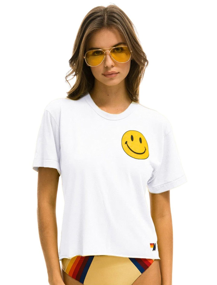 Best Smiley 2 Boyfriend Tee In White Lounge Tops + Sweatshirts