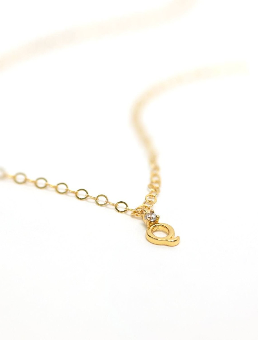 Clearance Initial And Cz Necklace In Gold | Q Delicate