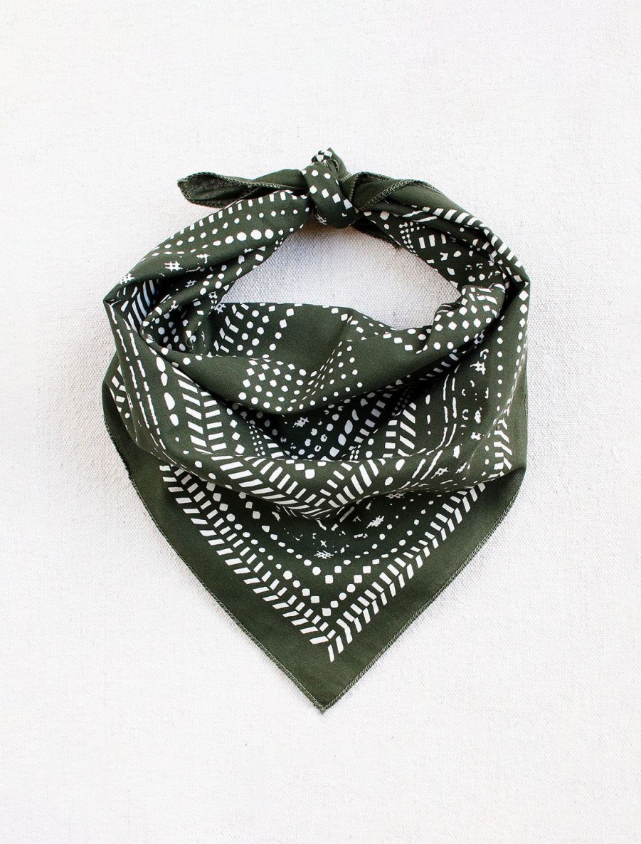 New Dot Dash Bandana - Olive Scarves