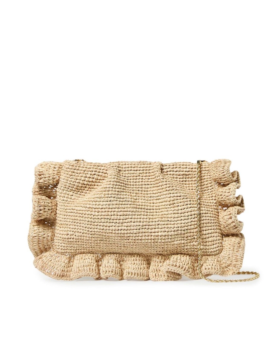 Clearance Mavis Ruffle Trim Flat Clutch Crossbody