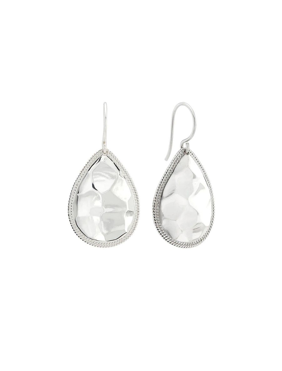 Clearance Medium Hammered Teardrop Earrings In Silver Drops