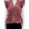 Clearance Olive Top In Cranberry Burst Blouses