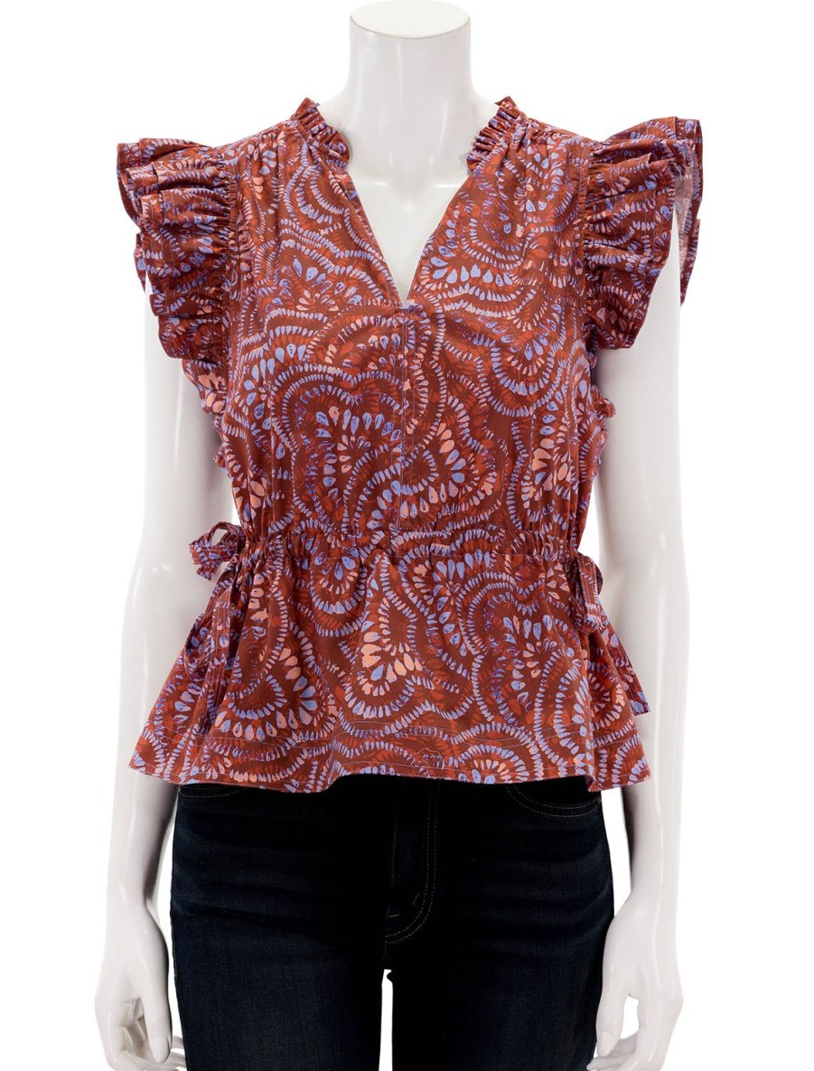 Clearance Olive Top In Cranberry Burst Blouses