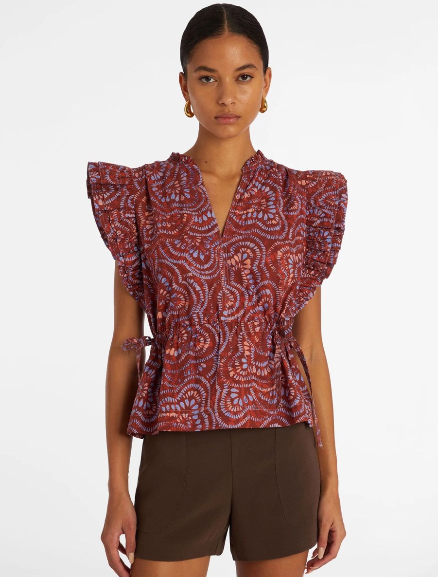 Clearance Olive Top In Cranberry Burst Blouses