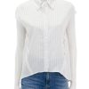 Online Perth Cap Sleeve Button Blouse In Off White Pinstripe Buttondowns + Shirts