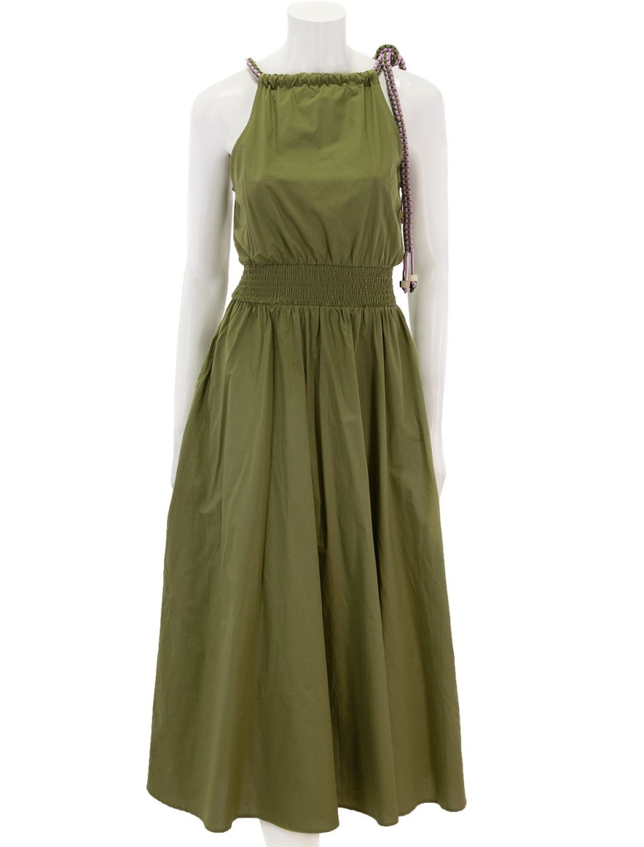 Clearance Fergie Smocked Halter Dress In Olive Martini Day To Night Dresses