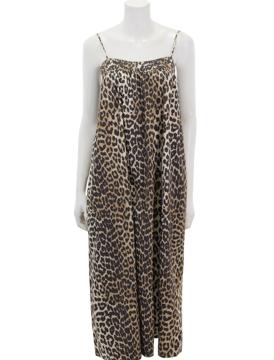 Online Printed Cotton Midi Dress In Leopard Day To Night Dresses