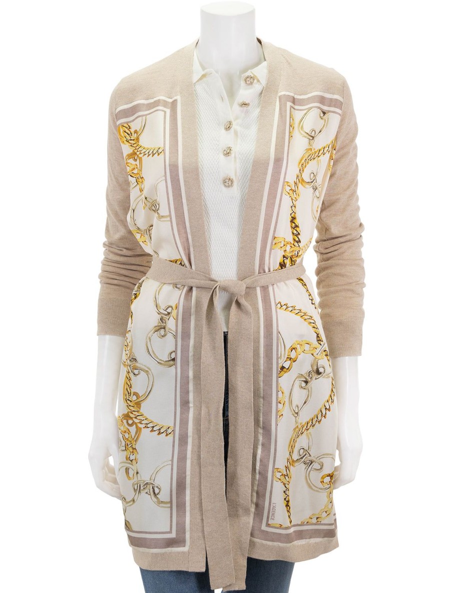 Hot Beverly Silk Panel Cardi In Crema Cardigans