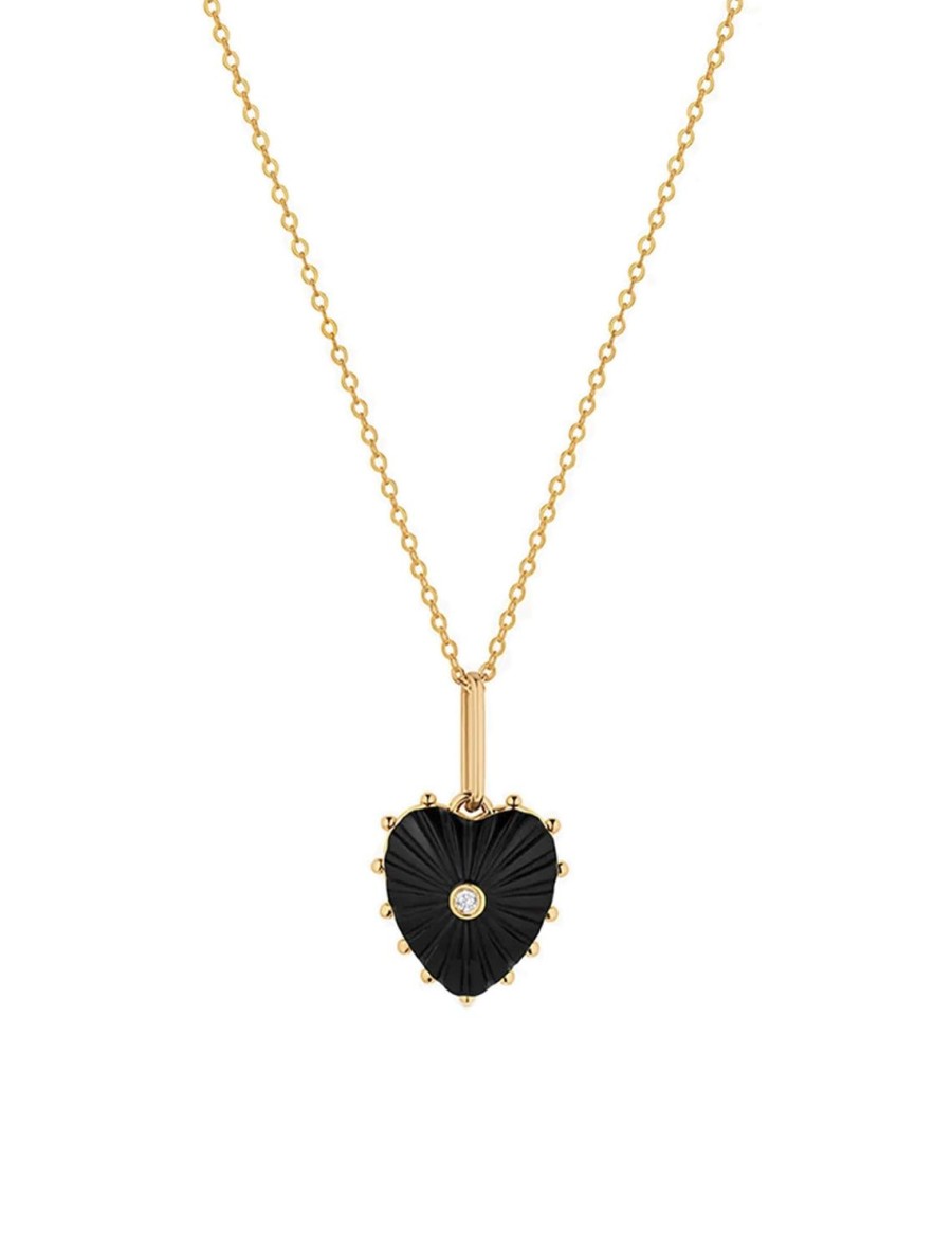 Wholesale Isabel Onyx Heart Necklace In Gold Delicate