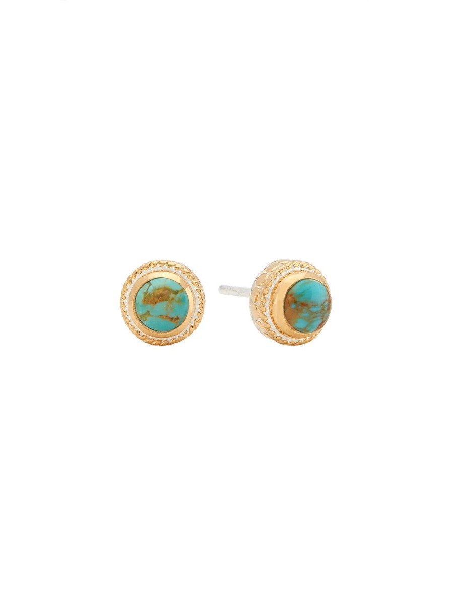 New Small Turquoise Studs In Gold Studs