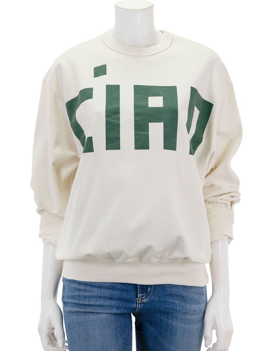 Hot Ciao Oversized Sweatshirt In Cream And Evergreen Sweatshirts + Hoodies