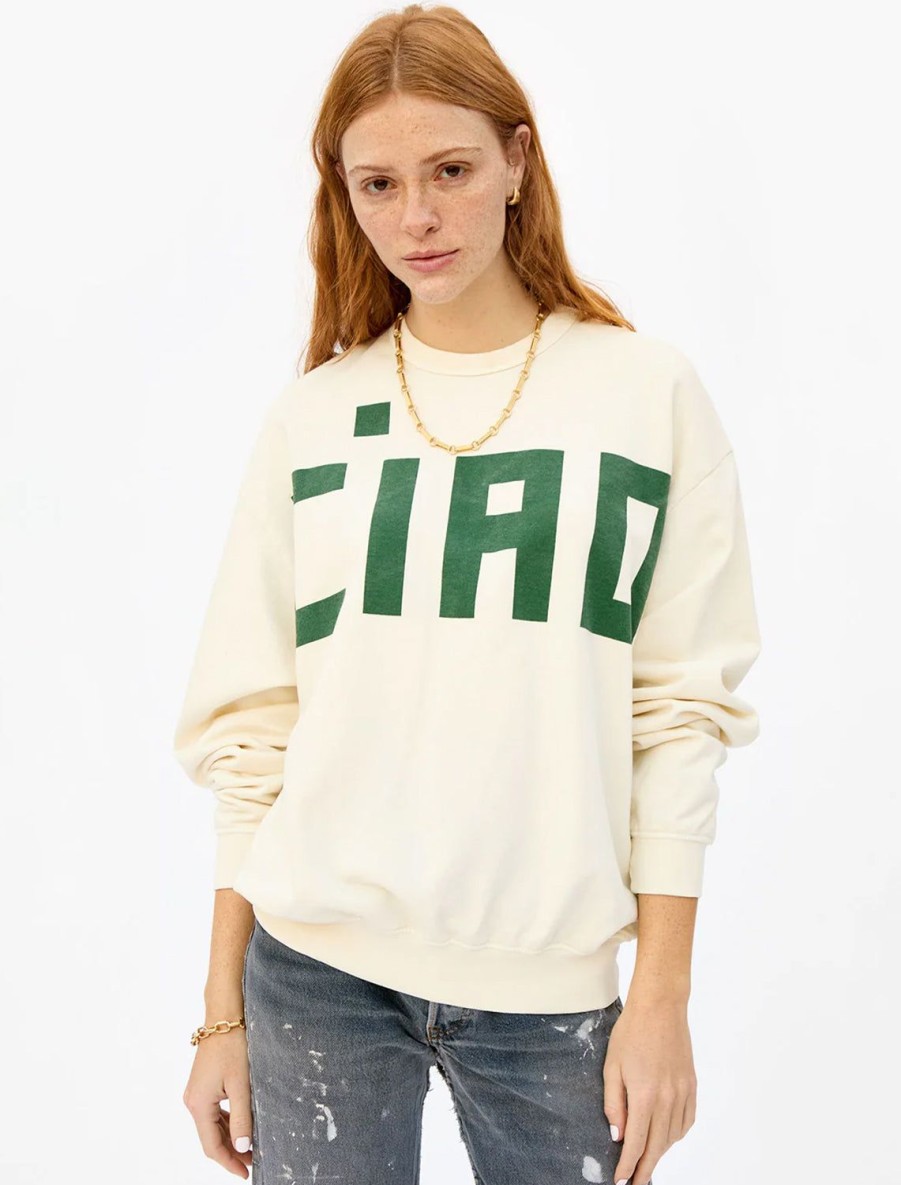 Hot Ciao Oversized Sweatshirt In Cream And Evergreen Sweatshirts + Hoodies